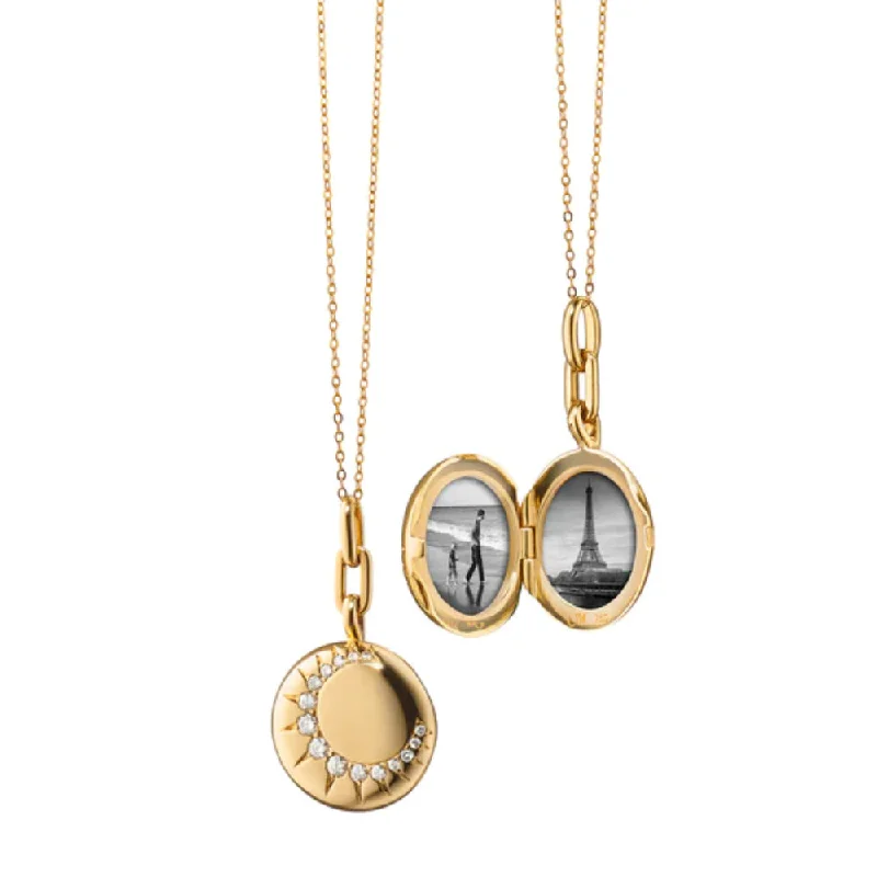 Stamped initial necklaces-Monica Rich Kosann 18k Gold "Sun" Locket Necklace