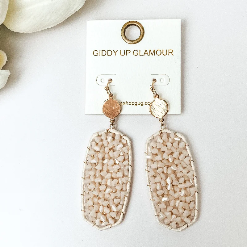 Pink gold earrings-Ivory Crystal Drop Earrings with Gold Tone Accents