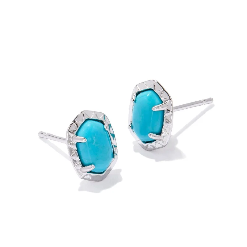 Linen cord earrings-Kendra Scott | Daphne Silver Stud Earrings in Variegated Turquoise Magnesite