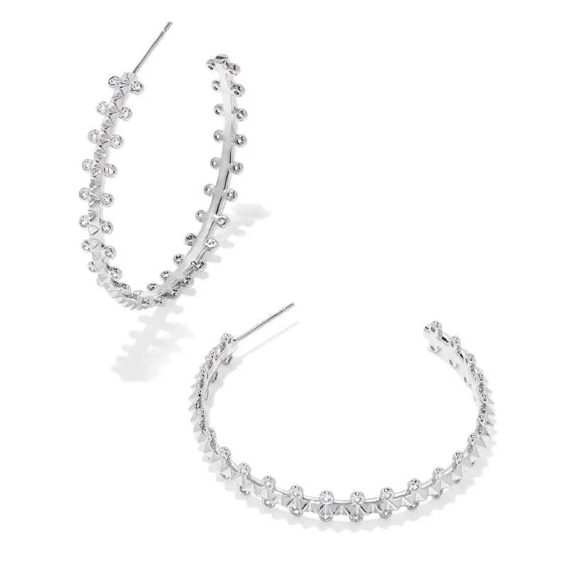 Spinel stud earrings-Kendra Scott | Jada Silver Hoop Earrings in White Crystal