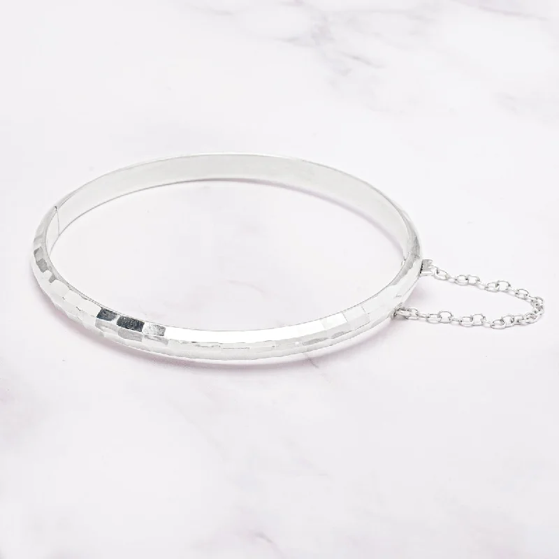 Glittering crystal bangles-Victoria Townsend .925 Sterling Silver Hammered Bangle Bracelet