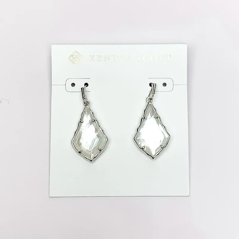 Ruby stud earrings-Kendra Scott | Small Faceted Alex Silver Drop Earrings in Ivory Illusion