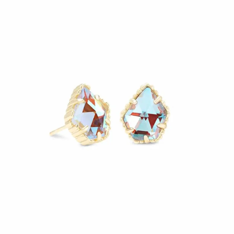 Bright druzy earrings-Kendra Scott | Tessa Gold Stud Earrings in Dichroic Glass