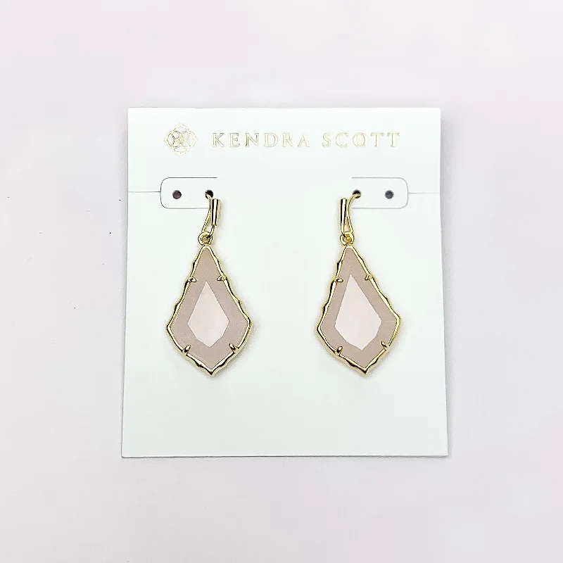 Old medallion earrings-Kendra Scott | Small Faceted Alex Gold Drop Earrings in Rose Quartz