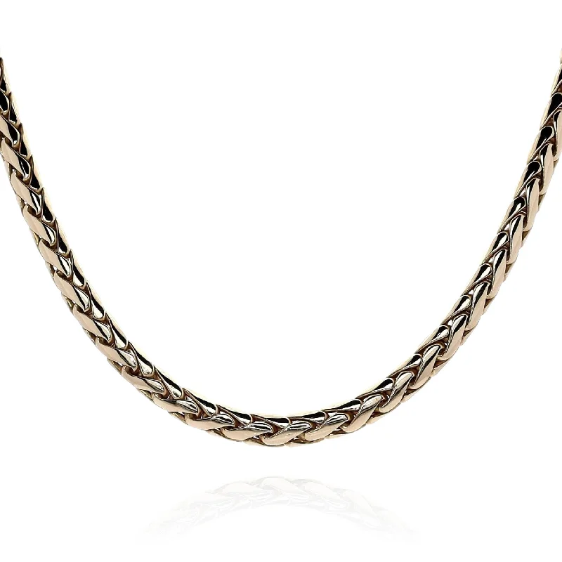 Spinel necklaces-Estate 14k Yellow Gold 16" High Polish Domed Braided Design Necklace