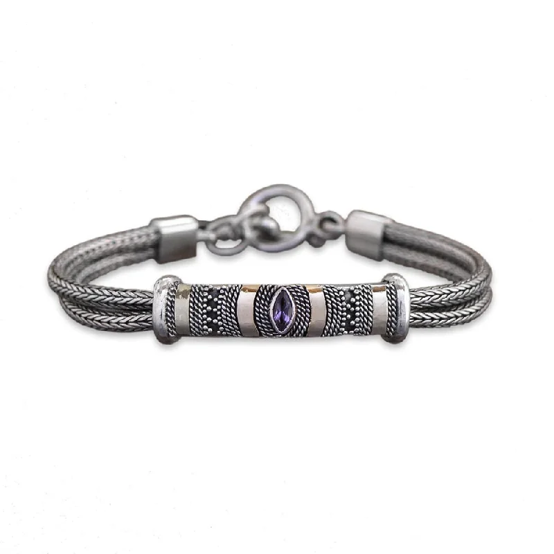 Spirit eye bangles-Handmade Gold Overlay 'Desire' Amethyst Bracelet (Indonesia)