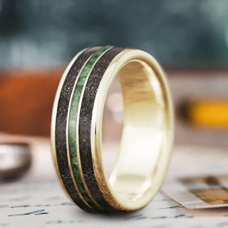 Woven cord rings-Custom Design - 3-Inlay Narrow Center Ring sEZMErhW3SISNUnqIP3z9_iX