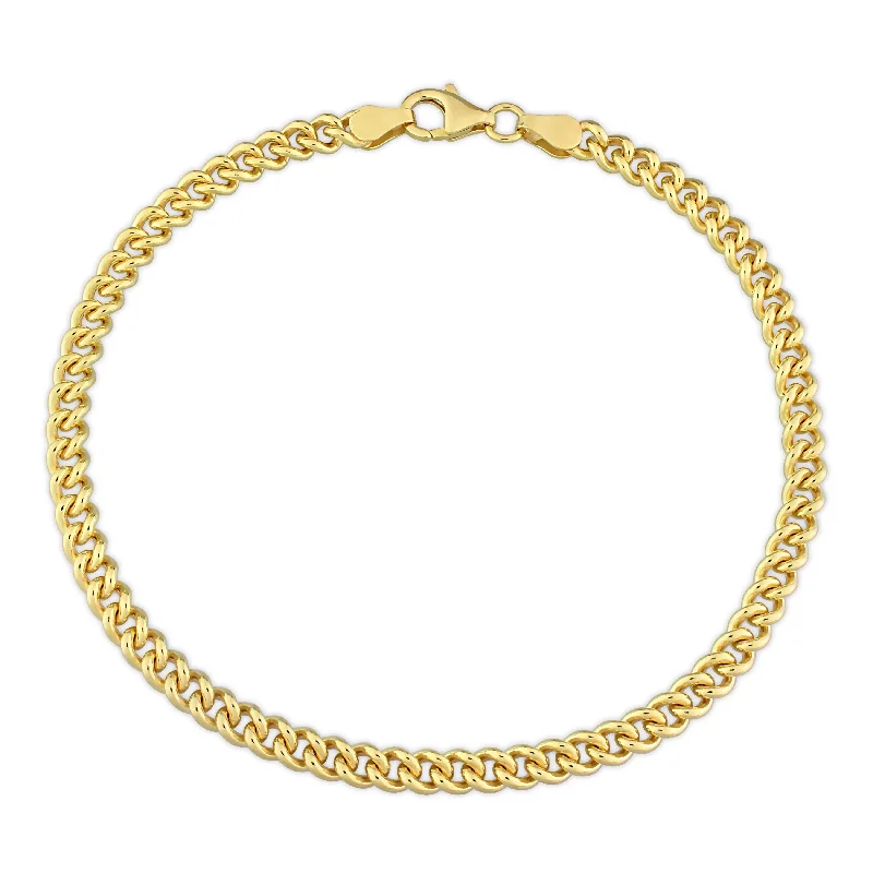 Full crescent bangles-Miadora 18kt Yellow Gold Plated Sterling Silver Curb Chain Men's Bracelet