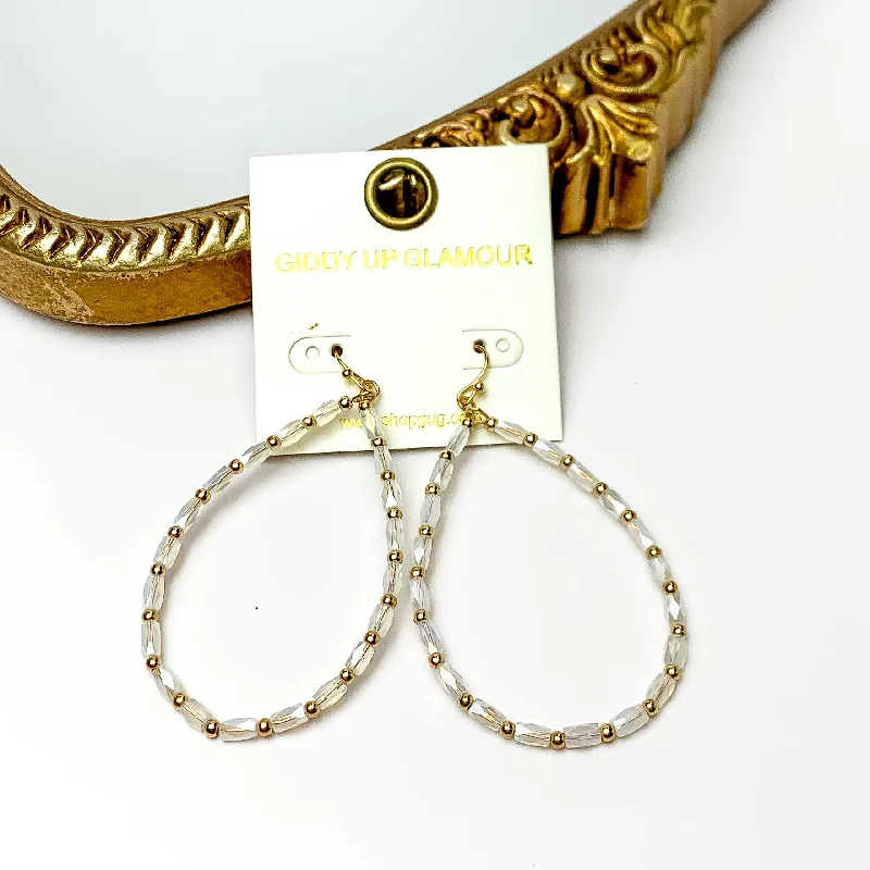 Classic flair earrings-AB Beaded Open Drop Earrings with Gold Tone Spacers