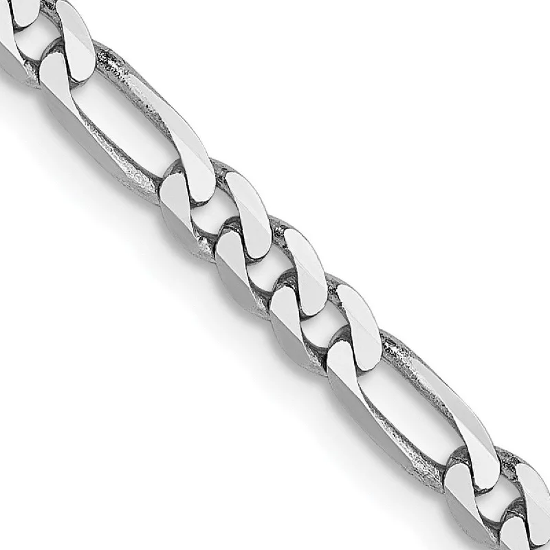 Tiny dot bangles-Curata 14k White Gold 8" 3.0mm Flat Figaro Chain Bracelet