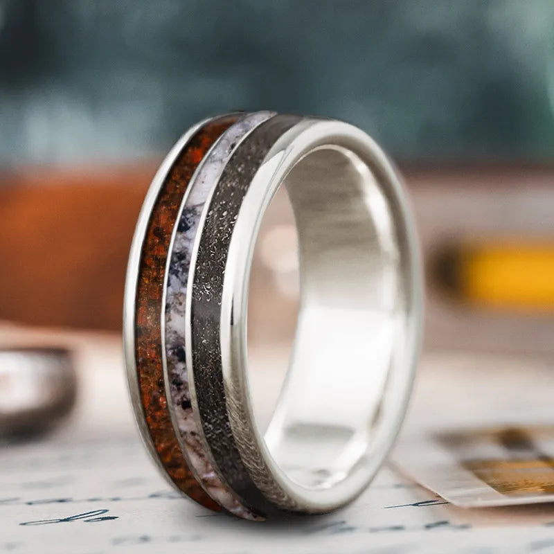 Cedar grain rings-Custom Design - 3-Inlay Narrow Center Ring uViJEX0LnSMvdd-108mh8VL3