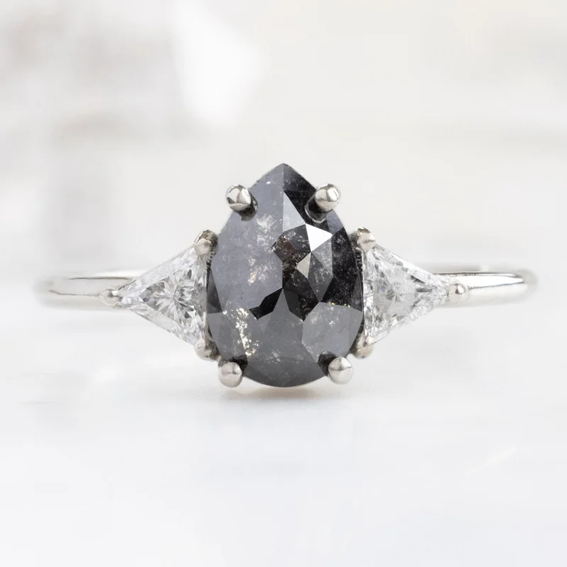 Old cameo engagement rings-The Jade Ring | 1.28ct Pear Black Diamond in 14K White Gold