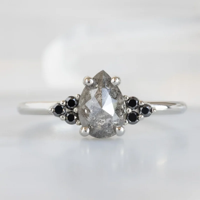 Marquise diamond engagement rings-The Ivy Ring | 0.82ct Rose Cut Black Diamond in 14K White Gold