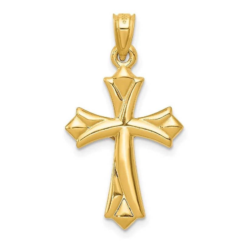 Oval gem necklaces-Curata 14k Yellow Gold 18" Reversible Hollow Crucifix Pendant Necklace - 21x16mm