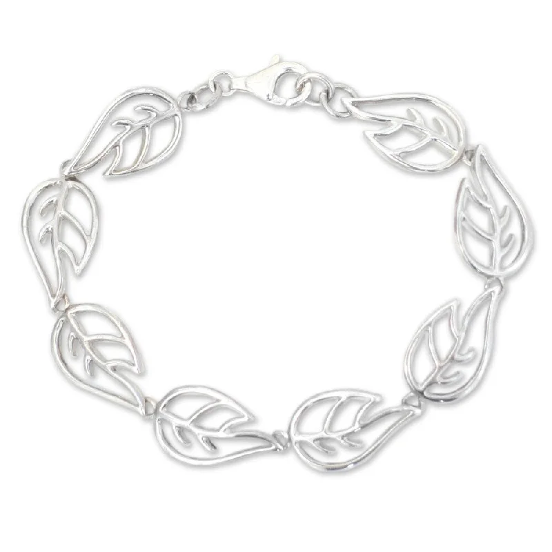 Solid chain bangles-Handmade Sterling Silver 'Vitality' Bracelet (Thailand)