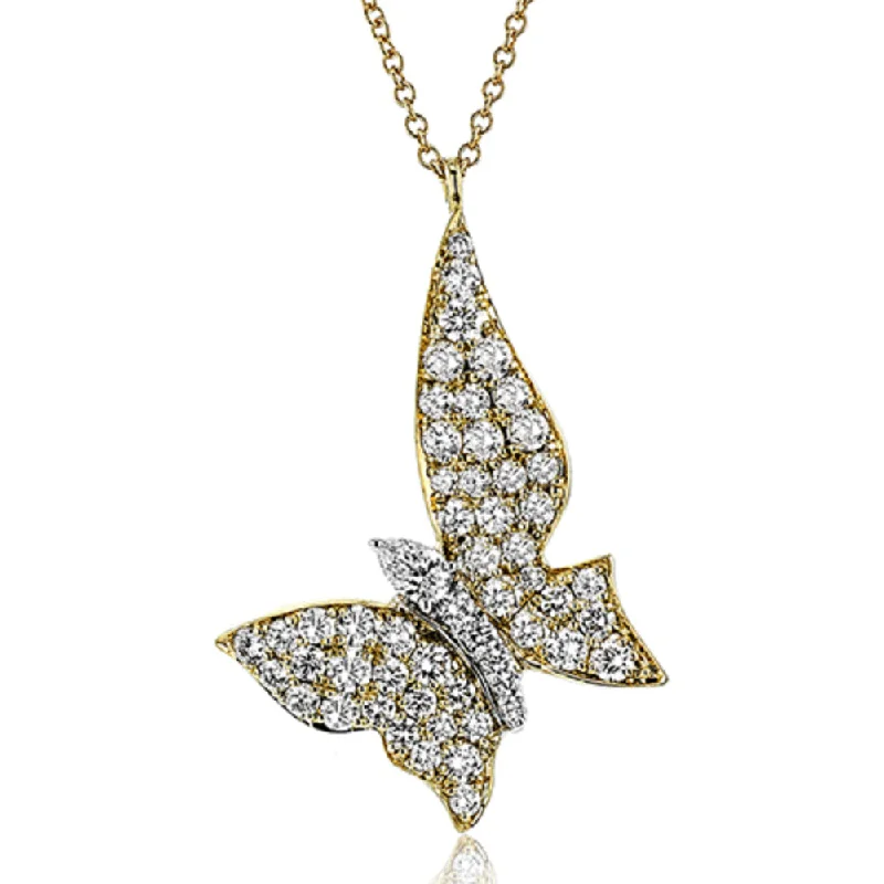 Subtle filigree necklaces-Simon G. 18k Gold Diamond Butterfly Pendant Necklace