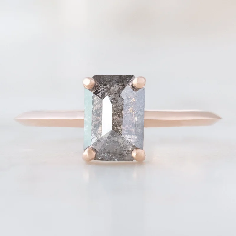 Rough band engagement rings-The Bryn Ring | 1.26ct Emerald Cut Salt and Pepper Diamond in 14K Rose Gold