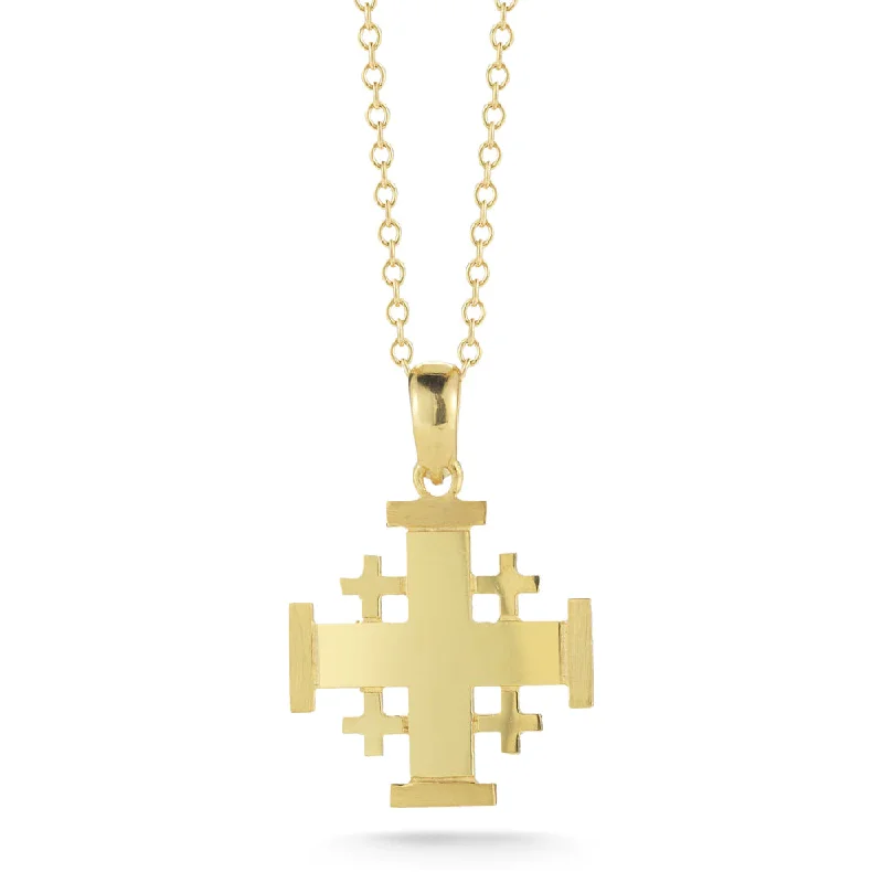 Spirit eye necklaces-14k Gold Jerusalem Cross Pendant Necklace