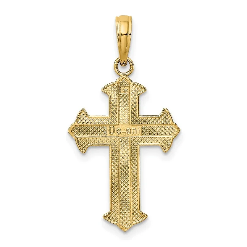 Onyx drop necklaces-Curata 10k Yellow Gold with Rhodium 18" Diamond Cut Textured Geometric Cross Necklace (14.5mm x 26.9mm)