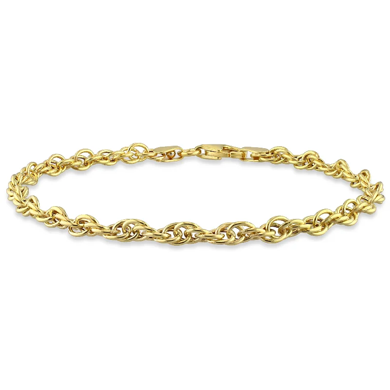 Glossy link bangles-Miadora 18kt Yellow Gold Plated Sterling Silver Singapore Chain Bracelet