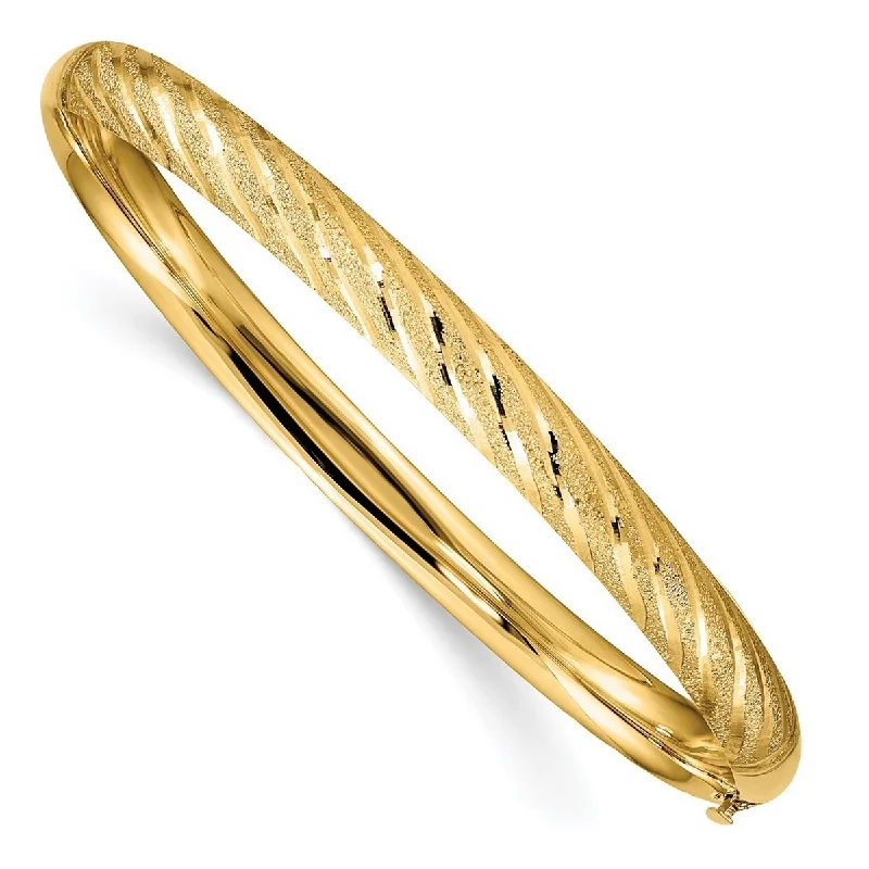 Hand-polished bangles-Curata 14k Yellow Gold Textured Sparkle Cut Twisted Cuff Stackable Bangle Bracelet