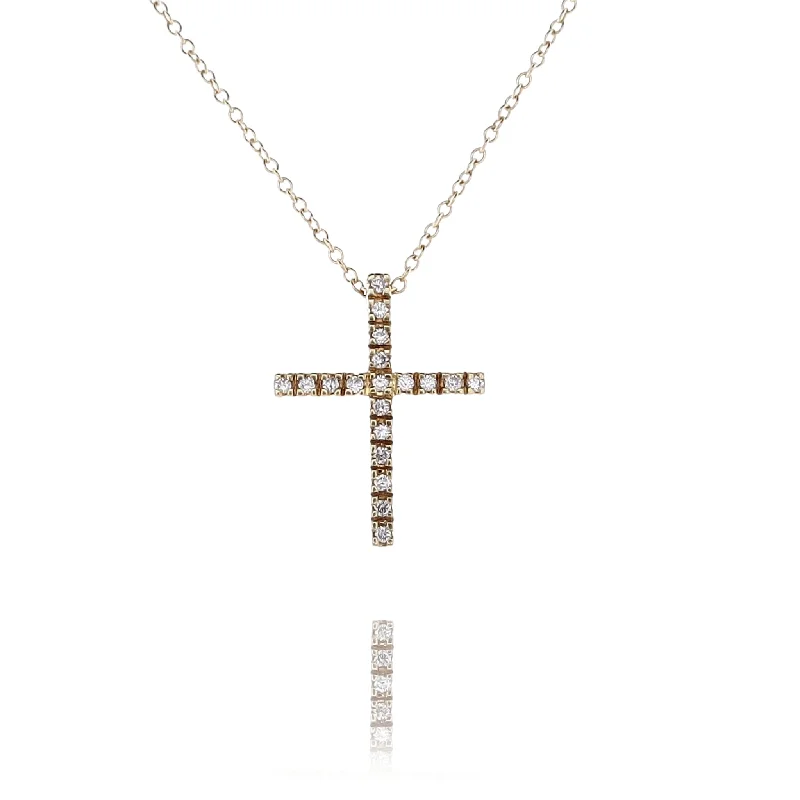 Cosmic charm necklaces-Estate 18 Karat Yellow Gold Diamond Cross Pendant Necklace