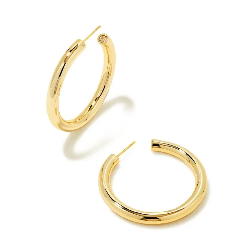 Sleek art earrings-Kendra Scott | Colette Large Hoop Earrings in Gold