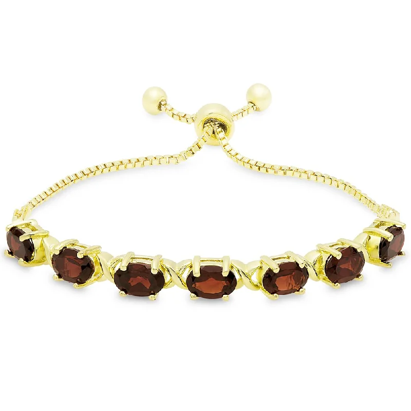 Faith charm bangles-Dolce Giavonna Gold Overlay Oval Garnet XO Link Adjustable Slider Bracelet