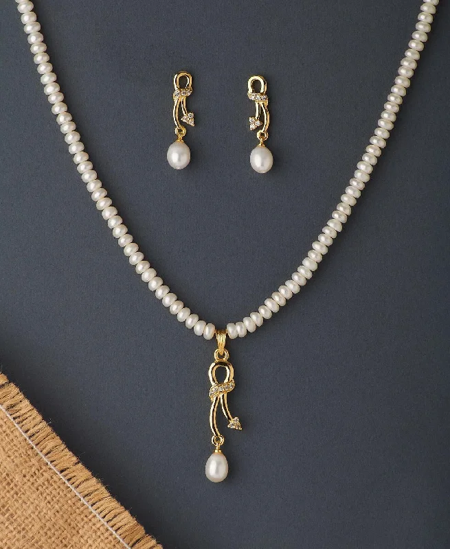 Tide pattern necklaces-Pretty Real Pearl Necklace Set