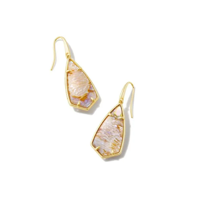 Trekker weave earrings-Kendra Scott | Camry Gold Drop Earrings in Iridescent Abalone