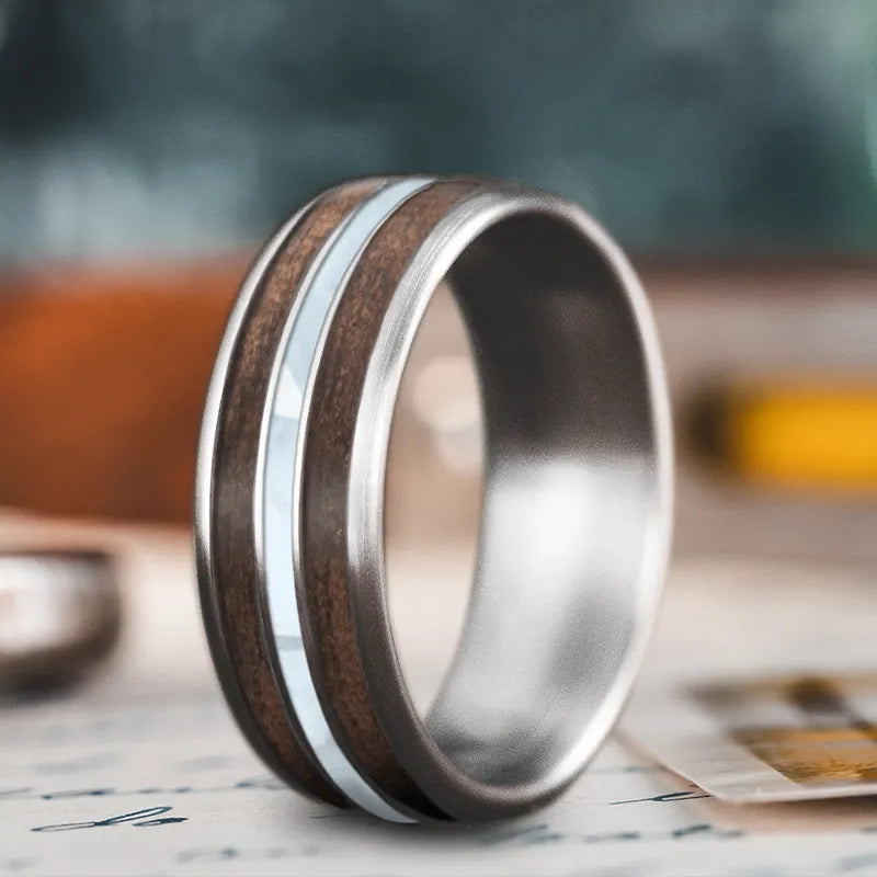 Silk cord rings-Custom Design - 3-Inlay Narrow Center Ring tRdscayuaWOaU_kcU77HfRXf