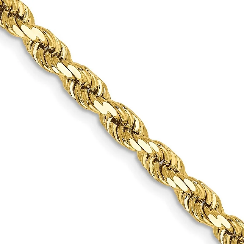 Woven tribal bangles-Curata 10k Yellow Gold 8" Solid 4mm Sparkle Cut Rope Chain Bracelet