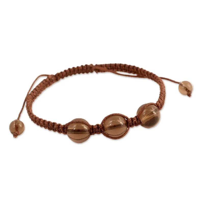 Tide shape bangles-NOVICA Handmade Smoky Quartz 'Enduring Peace' Bracelet (India) - 6.25" min L - x 9.75" max L