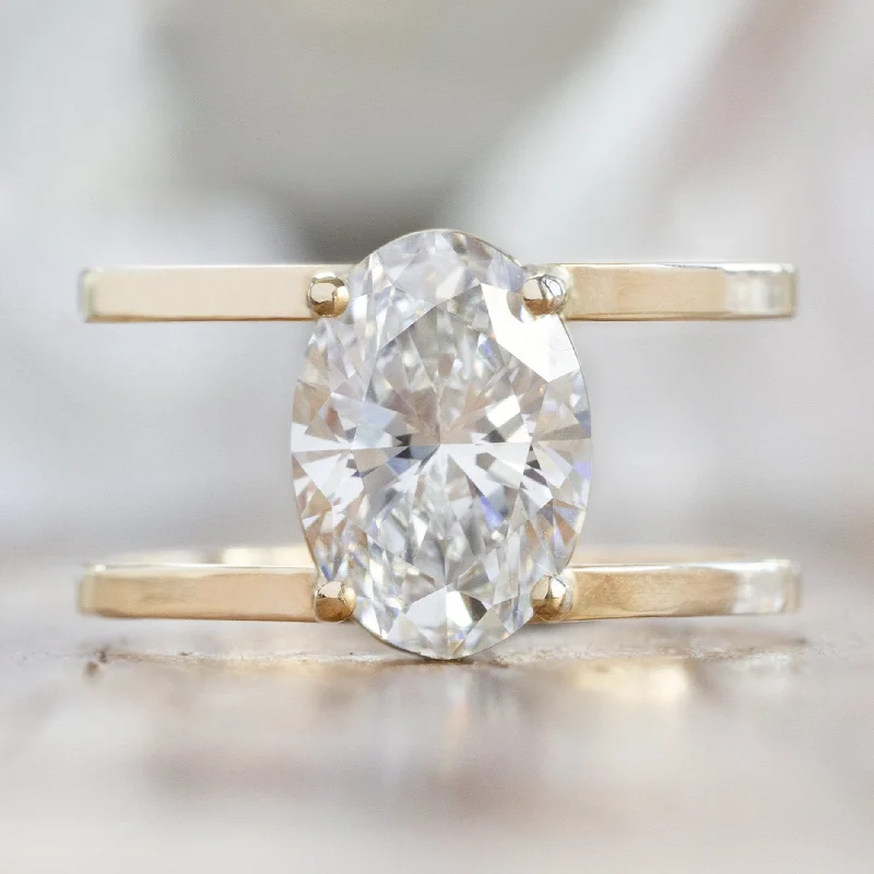 Luxe diamond engagement rings-The Poppy Ring | 2.15ct Oval Cut Lab Grown Diamond in 14K Yellow Gold