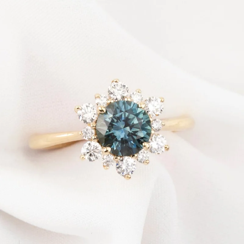 Glittering crystal engagement rings-Amara Ring 1.31ct Aqua Blue Montana Sapphire, 14k Yellow Gold (One of a kind)