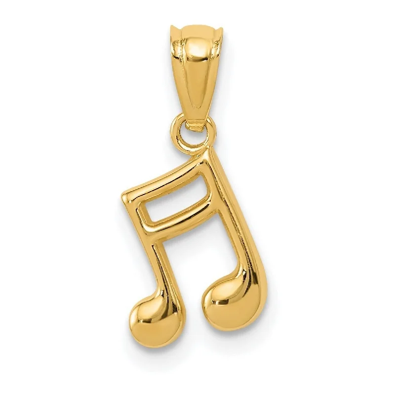 Fine pendant necklaces-Curata 14k Yellow Gold 18" 11.2x7.5mm Small Polished Music Note Necklace