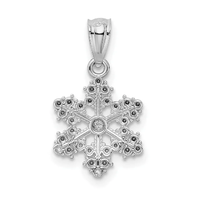 Smooth pendant necklaces-Curata 14k White Gold 18" Sparkle-Cut Snowflake Pendant Necklace - 18.8x10.8mm