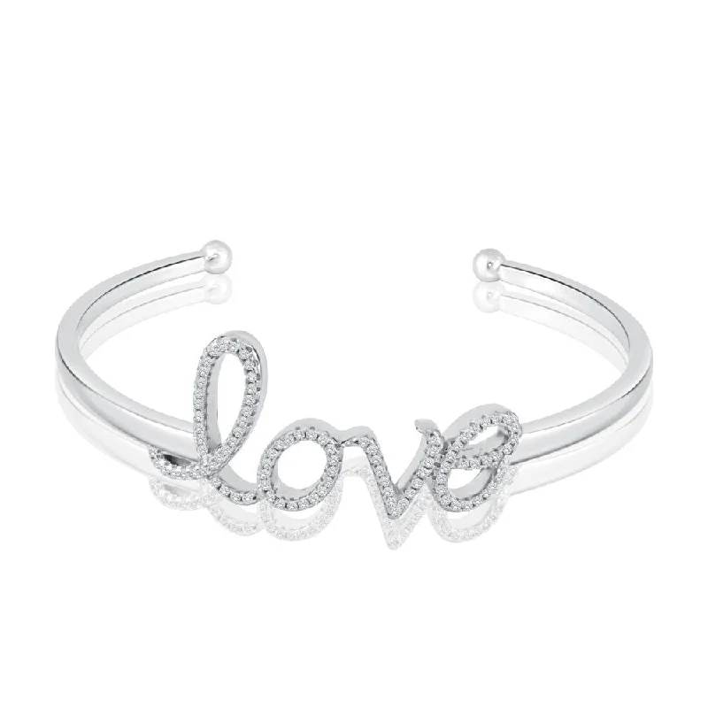 Crystal-twisted bangles-Auriya Silver and CZ Love Bangle Bracelet