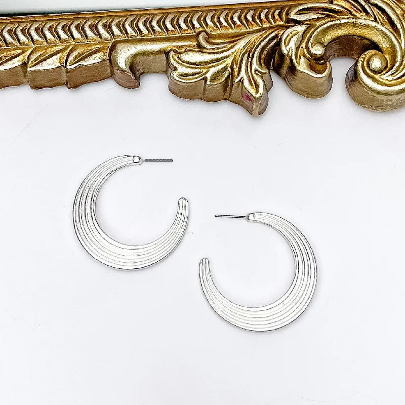 Bold cuff earrings-Livin' Life Silver Tone Large Hoop Earrings