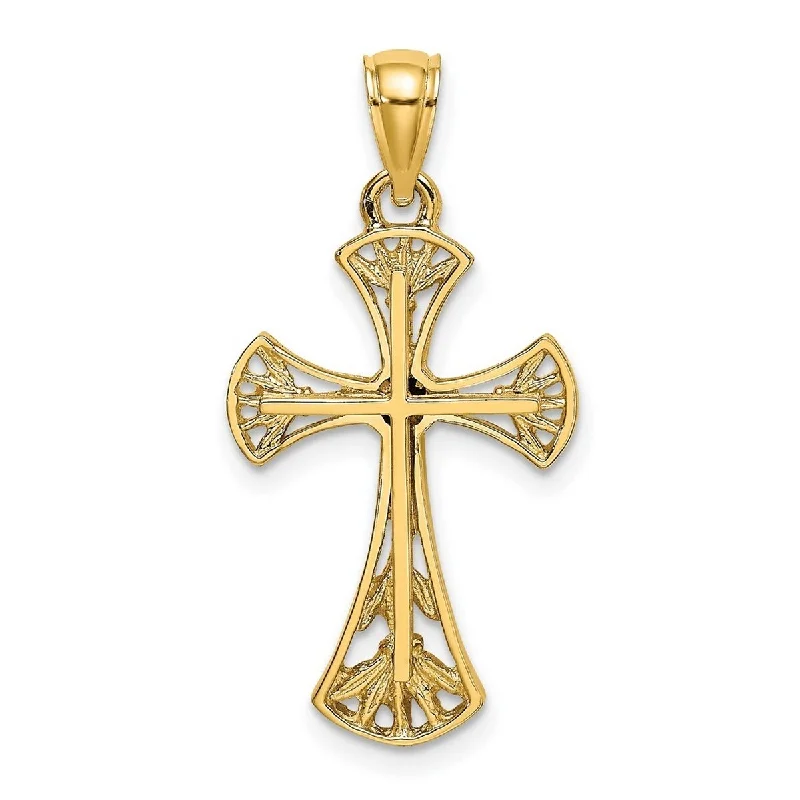 Flow shape necklaces-Curata 14k Yellow Gold Cut out With Round Edges Cross Necklace 18mm 24.1mm