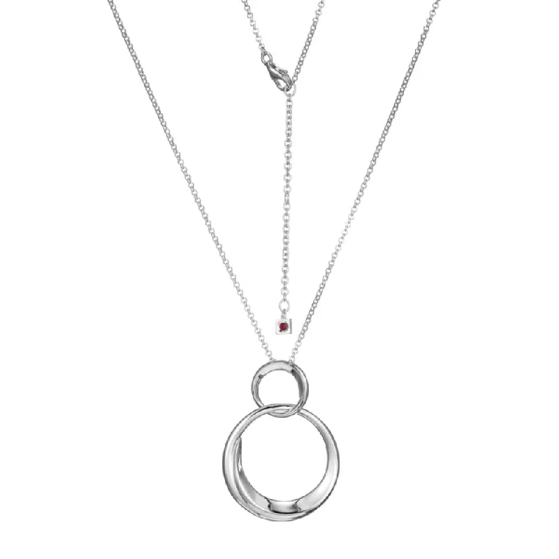 Glossy enamel necklaces-Elle Swirl Collection Linked Circles Pendant Necklace