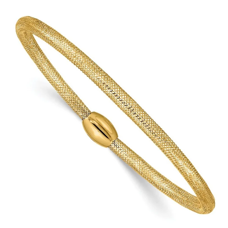 High shine bangles-Curata 14k Yellow Gold Stretch Mesh Bracelet