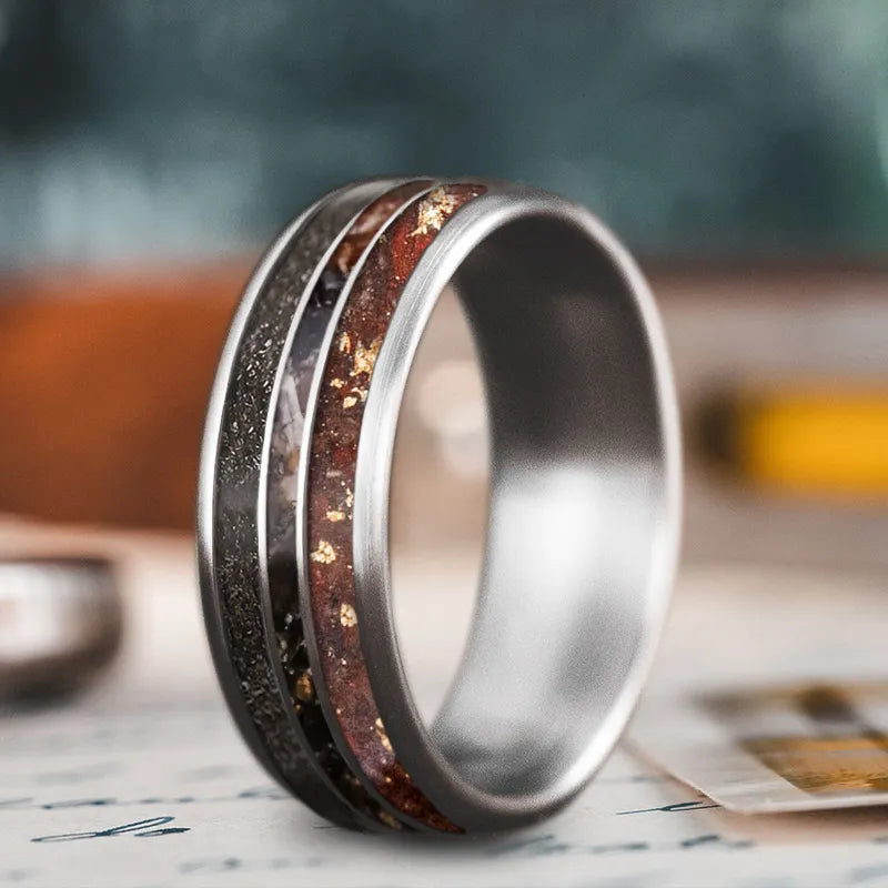 Loop band rings-Custom Design - 3-Inlay Narrow Center Ring Bj_N46jF-R3pXSV5hBikq_wR