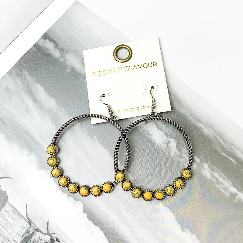 Alloy metal earrings-Forever Twisted Hoop Earrings with Stones in Yellow