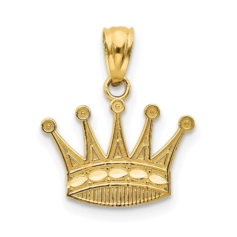 Alloy metal necklaces-Curata 14k Yellow Gold 18" 15mm Princess Crown Pendant Necklace Necklace