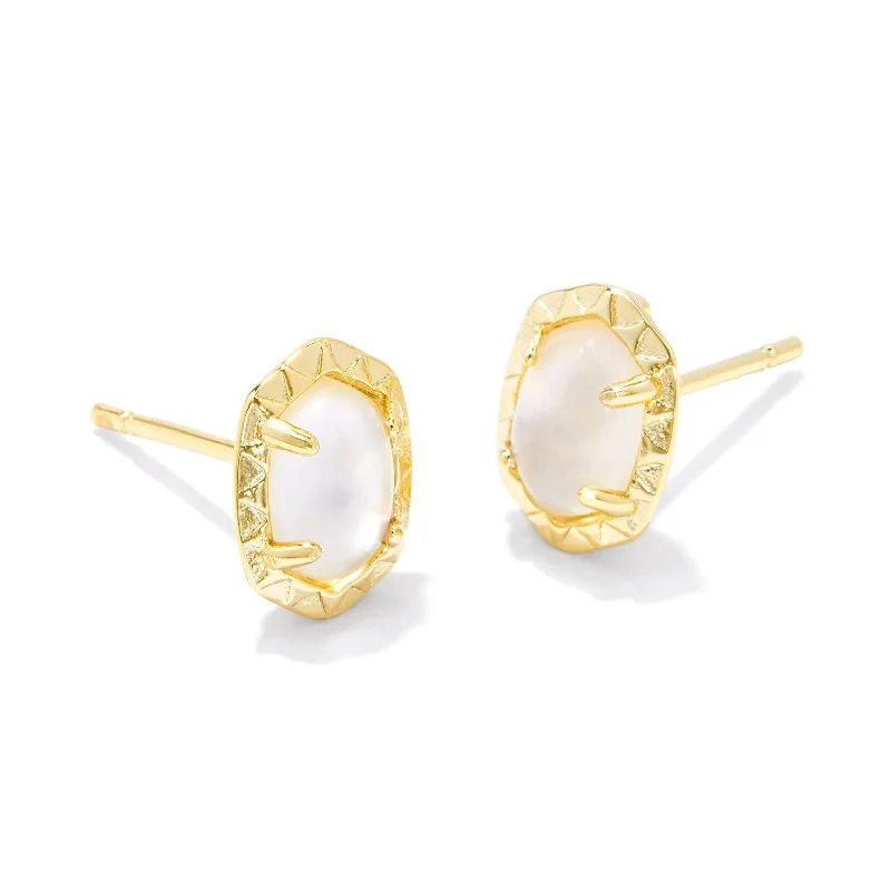 Topaz stud earrings-Kendra Scott | Daphne Gold Stud Earrings in Ivory Mother of Pearl