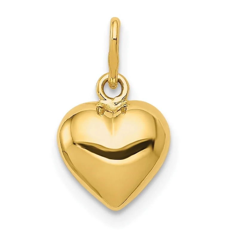 Oval gem necklaces-Curata 14k Yellow Gold 18" 9mm Polished Puffed Heart Pendant Necklace Necklace