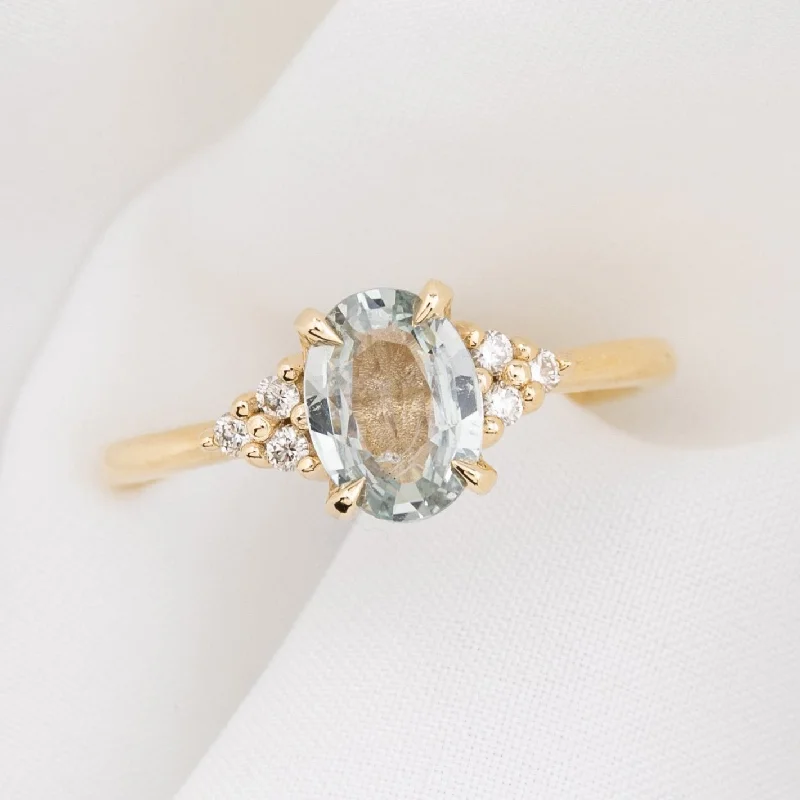 Patina bronze engagement rings-Teresa Ring 1.17ct Light Blue Unheated Sapphire, 14k Yellow Gold (One of a kind)