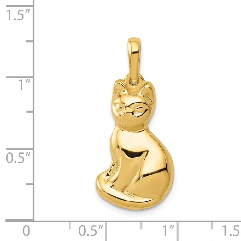 Clean-line necklaces-Diamond2Deal 14K Yellow Gold Cat Charm Necklace