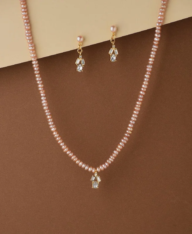 Retro deco necklaces-Pretty Real Pearl Necklace Set